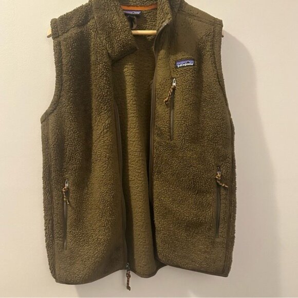 Patagonia Men’s Retro Pile Fleece Vest Medium Natural Warm Zip-Up Layer - Picture 3 of 9
